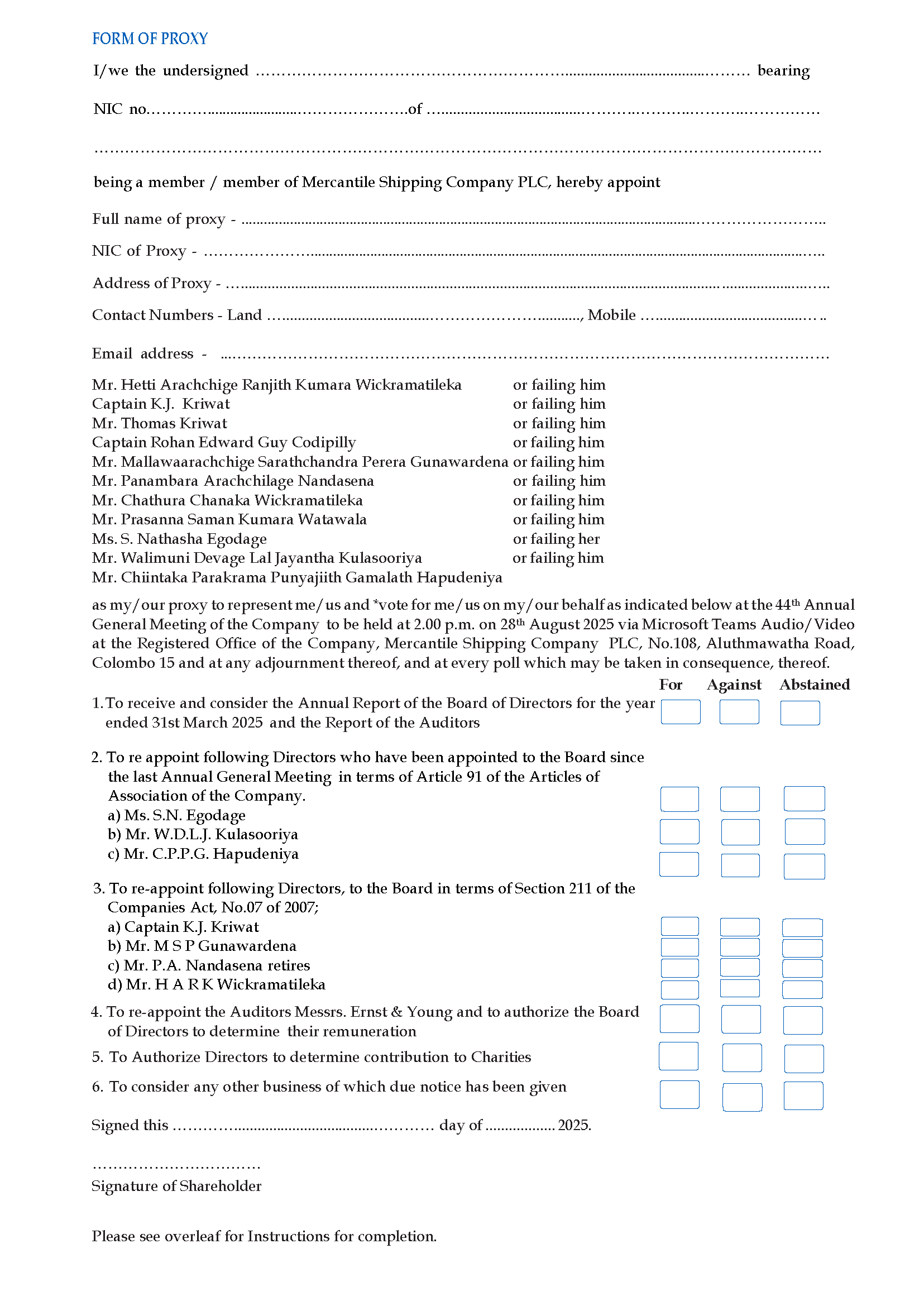 Annexure 2- Form of Proxy 2024
